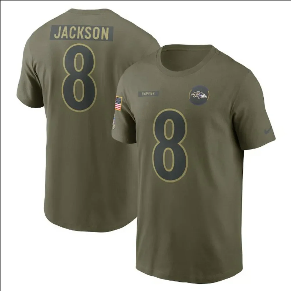 Nike Lamar Jackson Baltimore Ravens Salute to Service Name & Number T-Shirt, SM